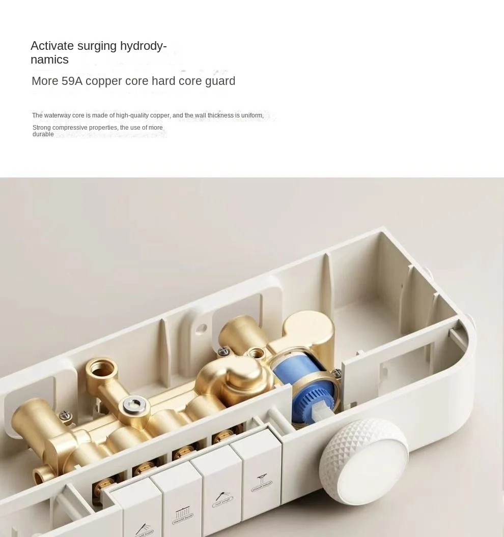 Inteligentny zestaw słuchawek prysznicowych z miedzianym rdzeniem głównym, stałą temperaturą i wylotem wody, wyposażony w rdzeń filtra.