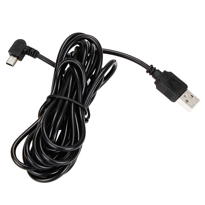 Cabo para Gravador de Vídeo Automotivo 3.5M USB para Mini 5 Pinos MICRO Tipo C, Cabo de Carregamento em Ângulo Reto de 90 Graus para Navegador GPS