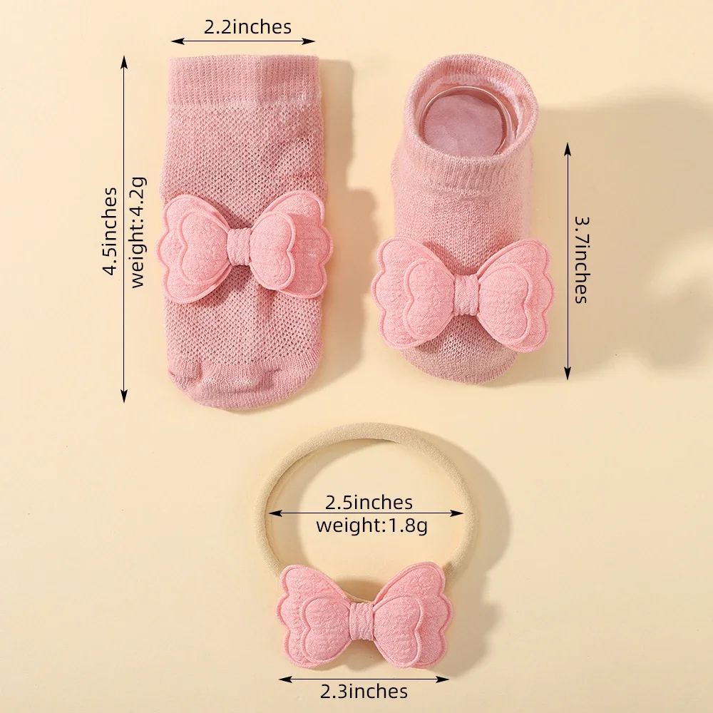 Kids Socks Headband Sets Candy Color Cotton Girls Breathable Socks Cute Bows for Children Baby Little Girl  Baby Socks Girl