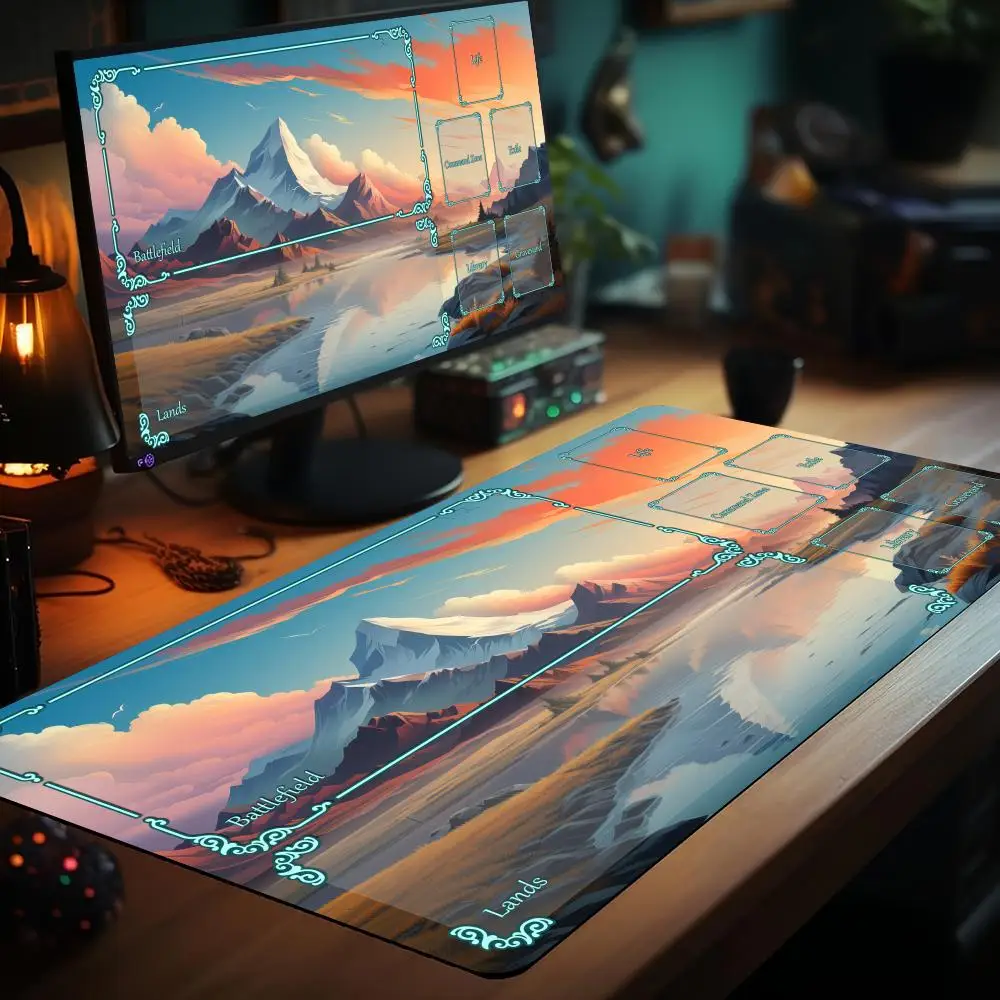 

Magic Playmat card gaming mat with zone Artistic landscape illustration mtg playmat Desk Mat gamer expansion mousepad office pad
