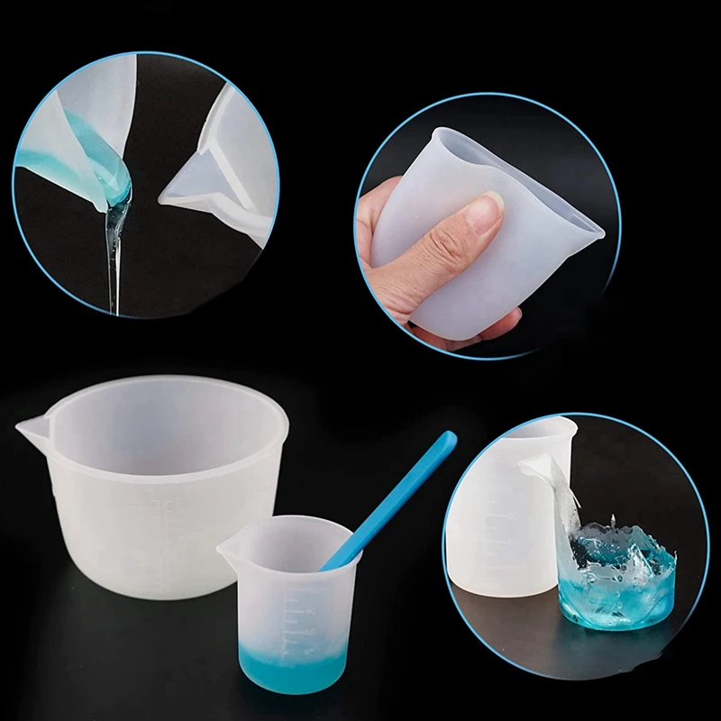 600Ml/20Oz Resin Mixing Cups, 2 Piece 100Ml Measuring Cups, Silicone Stirring Stick, Epoxy Mixing Kit