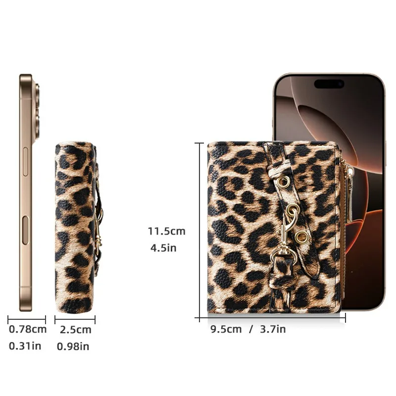 1pc - Women's vintage leopard print short wallet, 5 card slots + transparent ID window + bill compartment, suitable for travel, outdoor and daily use, a birthday gift for women