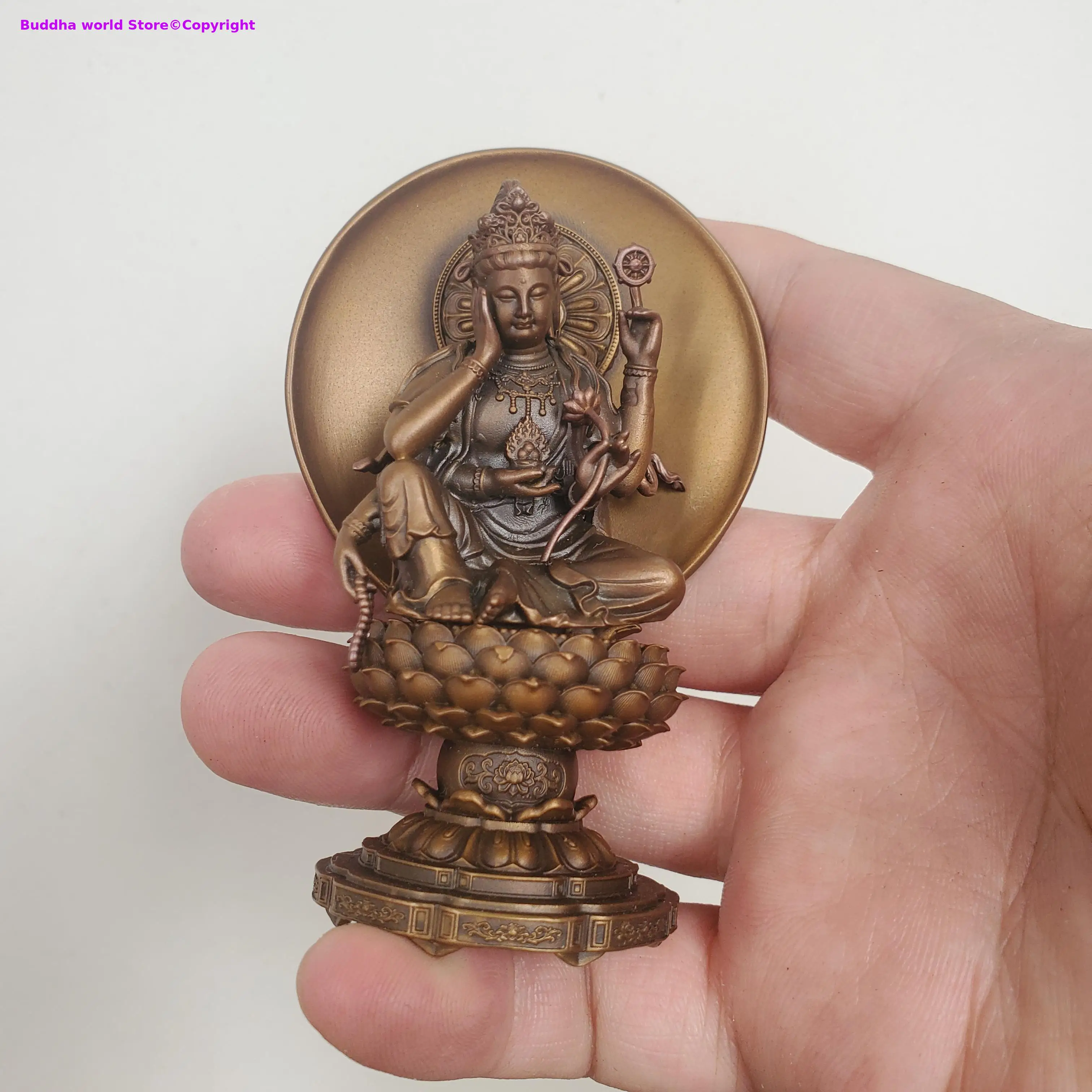 5A Four-Armed RU YI guan yin Boutique Holy Buddha statue copper statue Buddhist lama monk worship Bodhisattva home offering