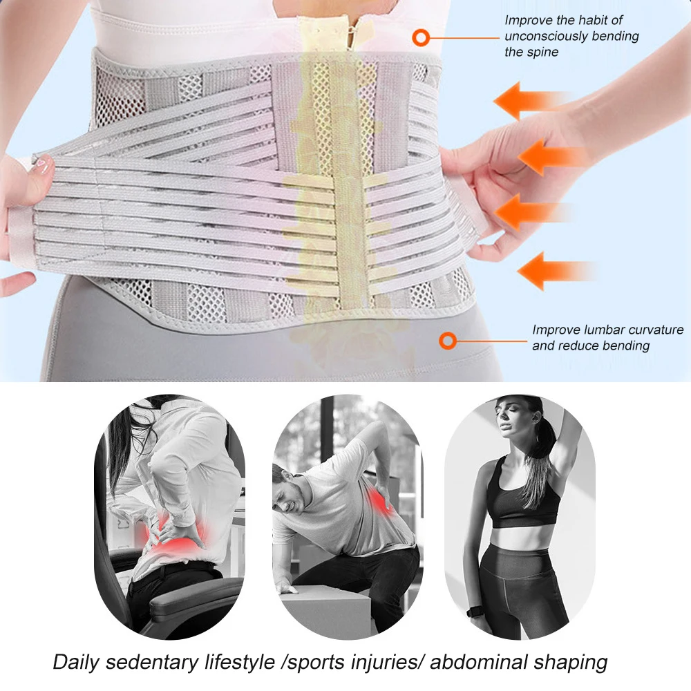 1Pc Back Brace Breathable Lower Back Support Belt Pain Relief with 4 Stays for Heavy Lifting Herniated Disc, Sciatica, Scoliosis