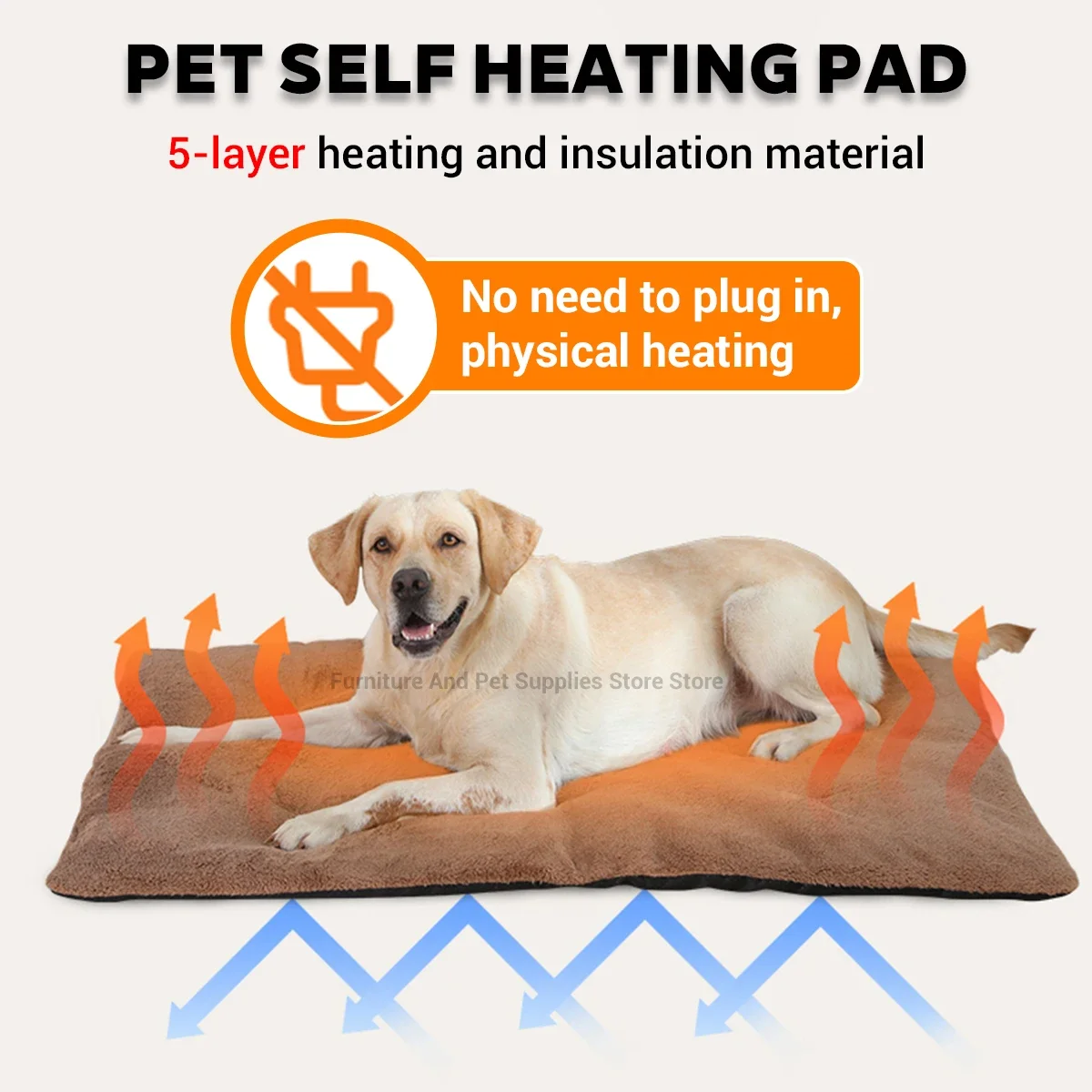 

Self Heating Pet Pad, Extra Warm Thermal Dog Crate Pad Washable Anti-Slip Kennel Mat Pet Supplies for Medium Small Dogs and Cats