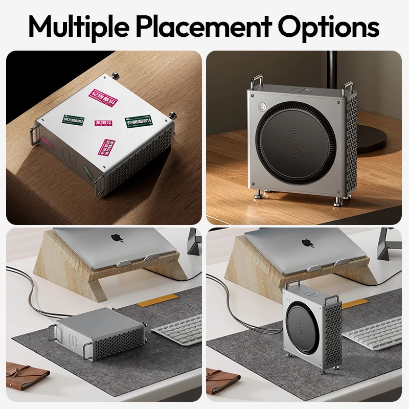 حافظة Ulanzi QT01 من سبائك الألومنيوم لجهاز Mac Mini M4/M4 Pro حامل كمبيوتر محمول عمودي مع حامل تبريد سريع واقٍ ضد الغبار