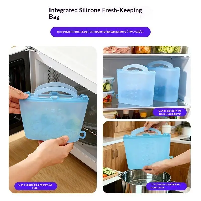 Freezer Bag 1000 1200 1500ml Self Sealing Leak Proof Reusable Fresh Keeping Bag For Picnic Food Cooling