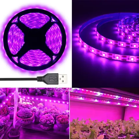 5V USB Plant Grow LED Strip Light Full Spectrum Lamp Phyto Lamps For Plants Greenhouse Hydroponic Growing IP65 4m 5m 1M 2M 3M
