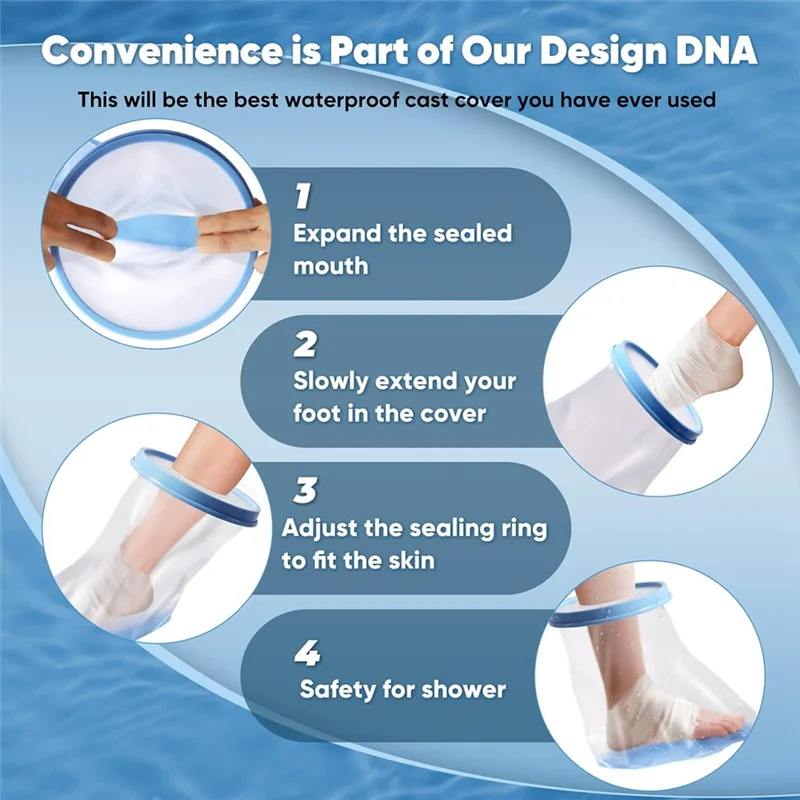 

A83I-Waterproof Extra Wide Leg Cast Cover For Shower With Non-Slip Bottom For Leg Cast Protector For Leg Surgery Wounds