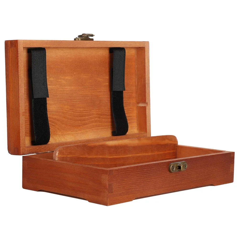 1PCS Solid Wood Material Wooden Storage Box Hinged Lid Design Lockable Closure Pencil Storage Case Jewelry Organizer Box