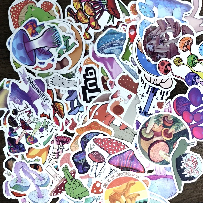 100PCS Cute Mushroom Stickers PVC Aesthetic Decoration Scrapbooking DIY Water Bottles Laptop Suitcase Helmet Stickers Kids Toys