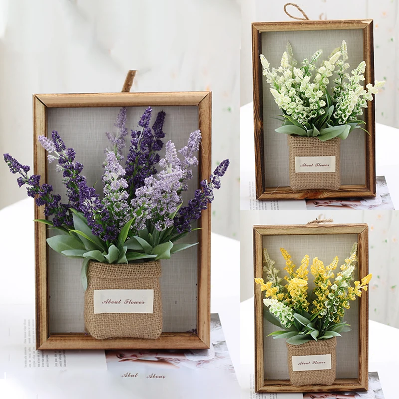 

Creative Artificial Flower Wooden Photo Frame 3D Simulated Flower Plant Wall Hanging Photo Frame for Wedding Party Home Decor