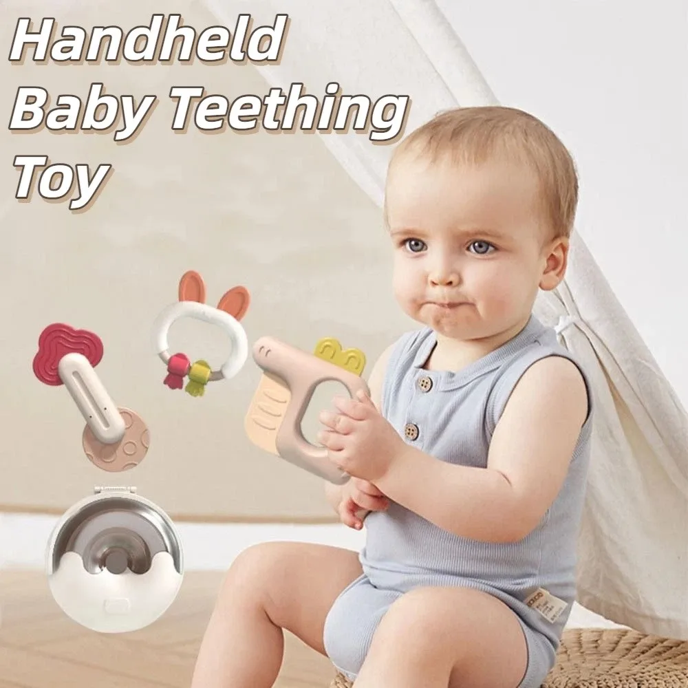5/6Pcs Creative Silicone Cartoon Rattle Soft Animal Shape Baby Health Teether Non-slip Grip Ring Design