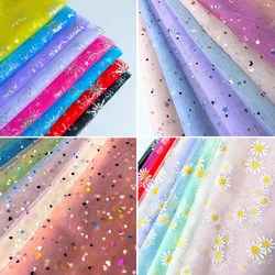 59 x 35in Fantasy Star/Love/Snowflake/Daisy/Star-Moon Rainbow Patterns Tulle Fabric For DIY Handmade Princess Tshirts Bows Dress