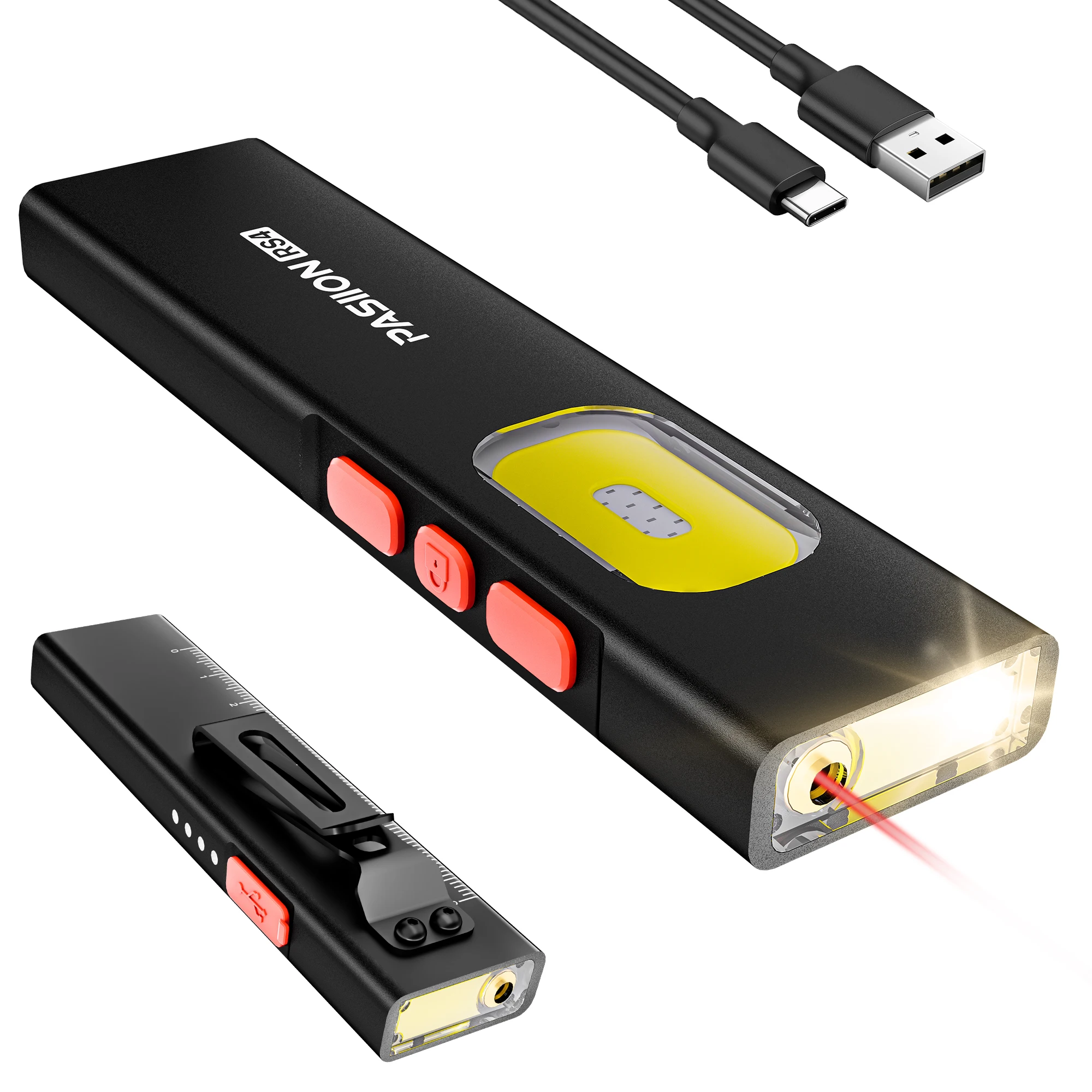 

Перезаряжаемый красный лазерный фонарик EDC, плоские фонарики 1500 люмен с красным и синим светом, многоцветный, магнитное основание, аварийная ситуация