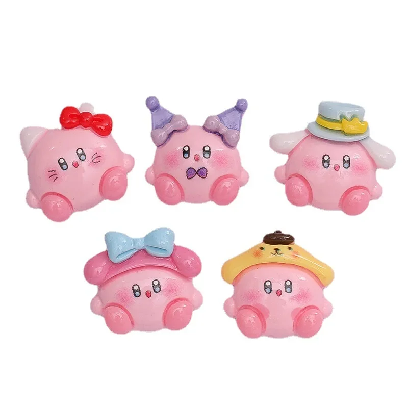 5pcs Bandai Cartoon Kirby Poyo Animals Flatback Resin Charms Crafts Embellishments Diy Cabochons Decoration Accessories