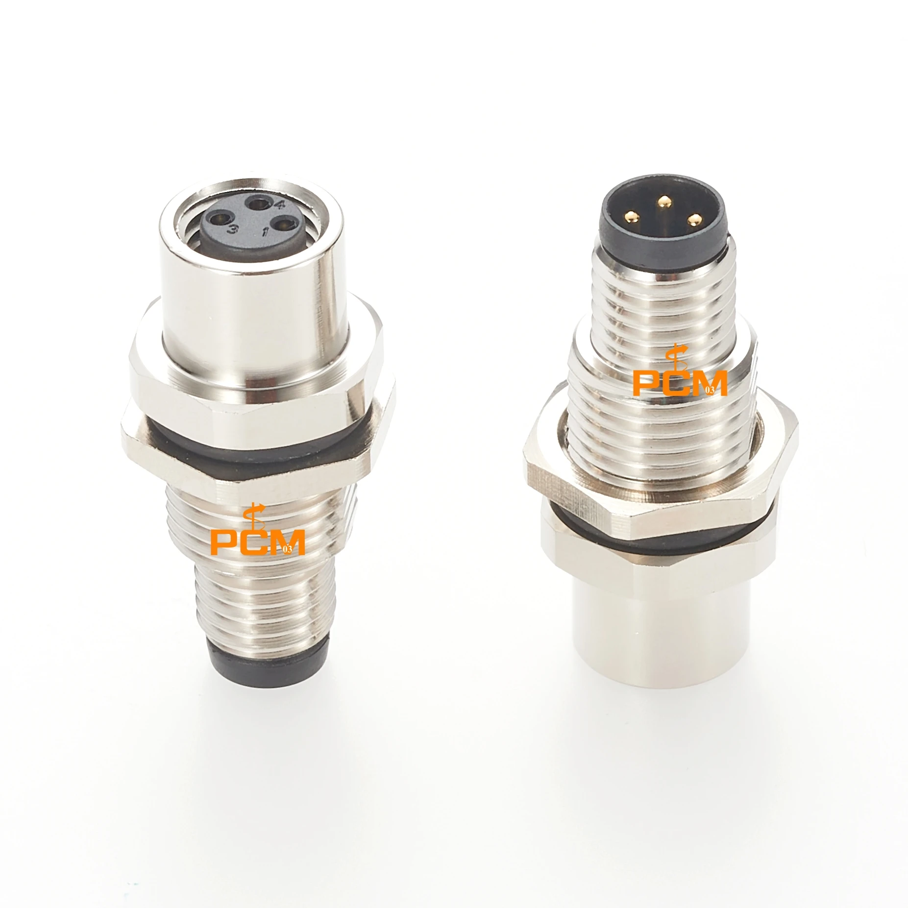 Industrial Waterproof Bulkhead Sensor M8 3Pin Feed Through Connector Male to Female Shielded Metal Shell Panel Mount Adapter