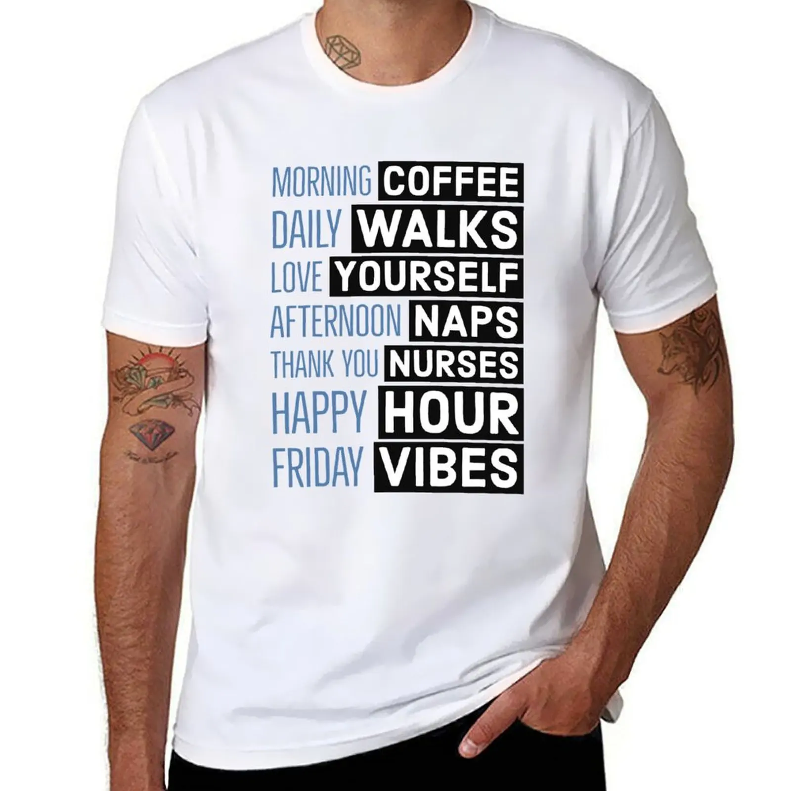 Camiseta de café de la mañana paseos diarios te amo para hombre, camisetas para hombre, camiseta vintage gráfica