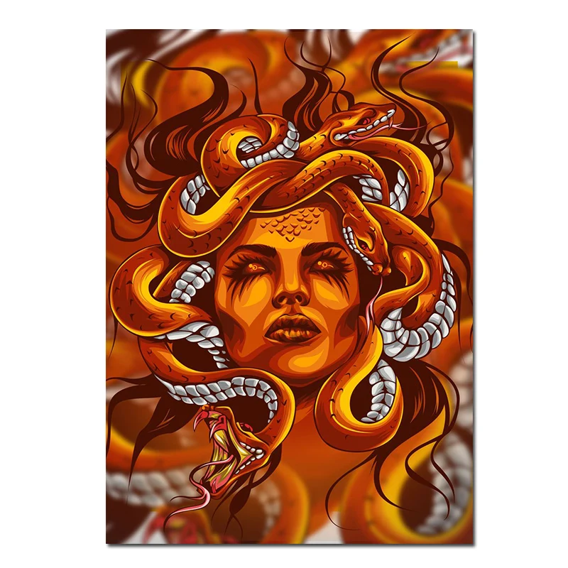 Medusa Canvas Painting Snake Head Girl from Greek Myth Wall Art Posters and Prints Nordic Modern Picture for Living Room Cuadros