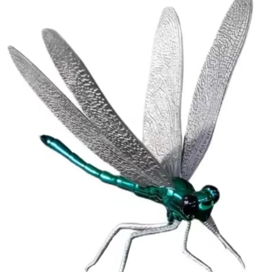 Minimalist Silver Winged Dragonfly Sculpture Animal Metal Model Ornament Living Room Study Desktop Home Decoration Accessories