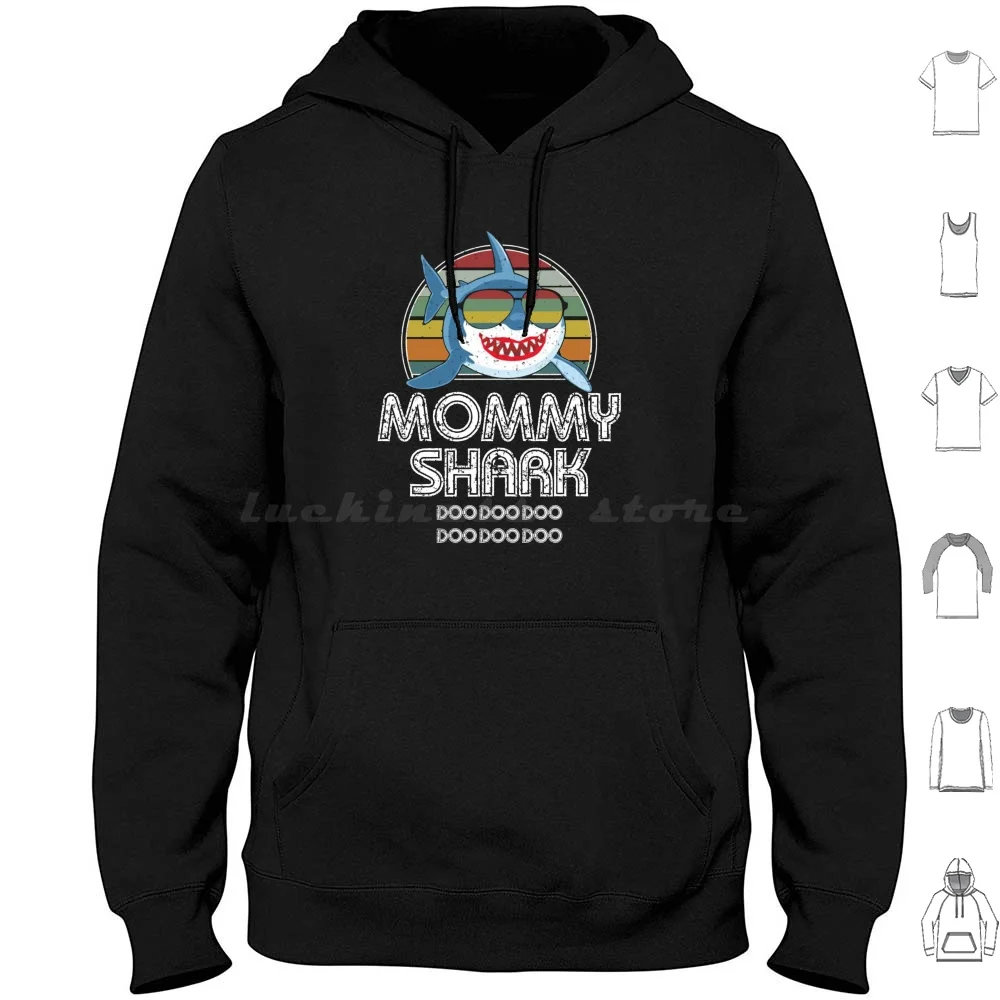 - For Dark Hoodie cotton Long Sleeve Mom Mommy Mum Mummy Shark Doo Do Doo Doo Retro Fish Xmas Christmas Sunglasses Sunnies