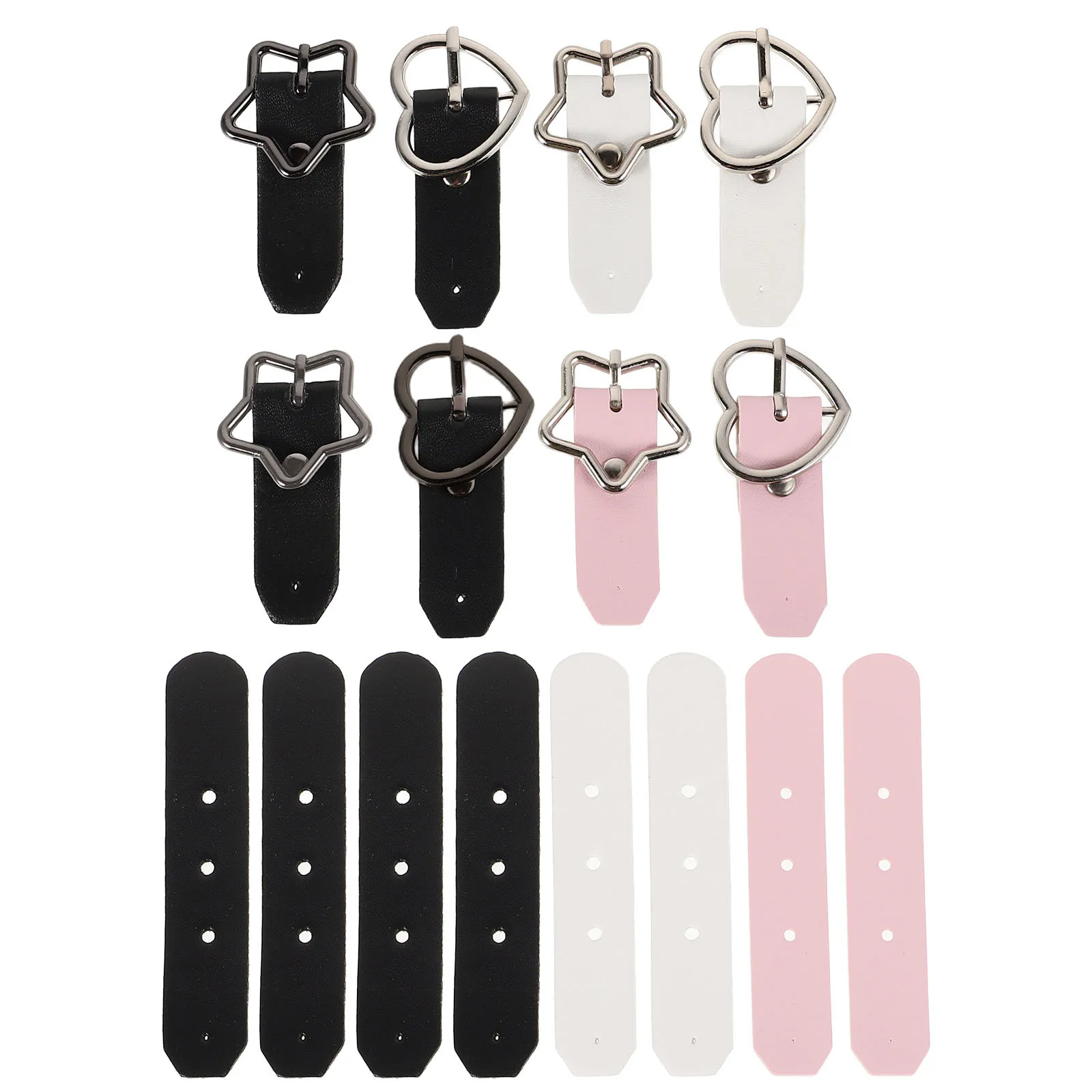 8 قطعة حزام أسود قابل للتعديل مشبك معدني على شكل نجمة على شكل قلب للنساء حقيبة ملابس حذاء إغلاق زخرفي مسامير يدوية ذاتية الصنع