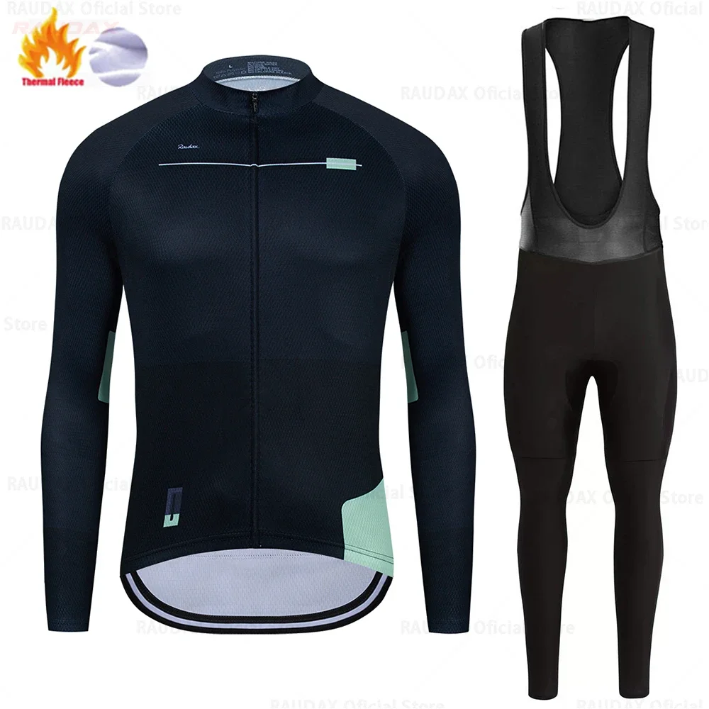 2025 Raudax Zwölf Farben Winter Thermo Fleece Fahrradbekleidung Radtrikot Set Fahrrad MTB Reitbekleidung Trägerhose Warme Sets