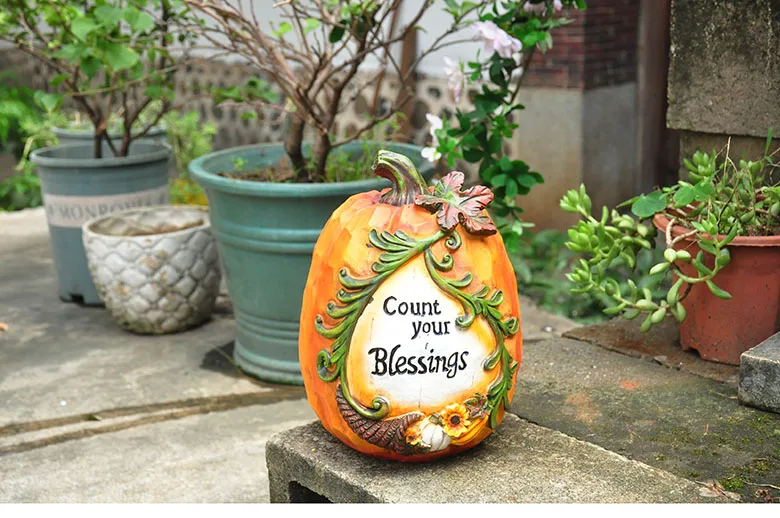 Pastoral Relief English Word Harvest Pumpkin Figurine Garden Courtyard Terrace Ornaments Home Decoration Party Decor Gifts