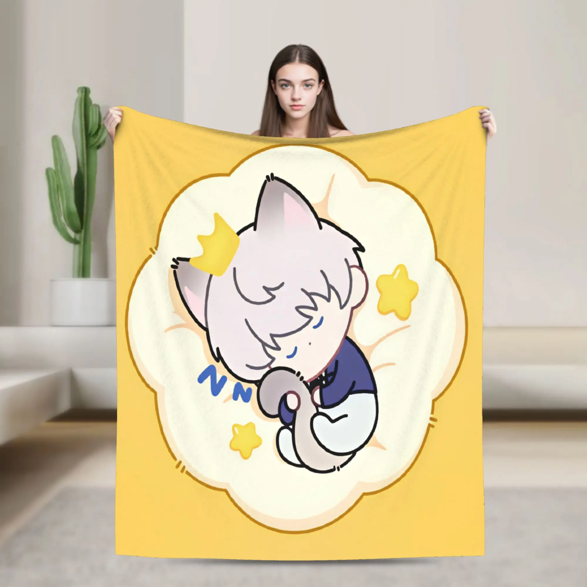 Love and Deepspace Sylus chibi  Throw Blanket  Flannel Bedspread For Living Room Street Trend Sofa Bed Cover