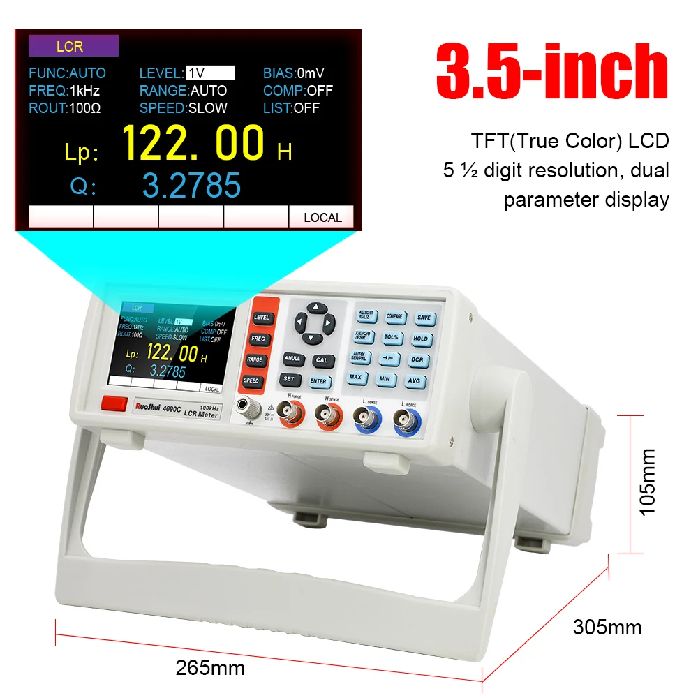 RuoShui 4090 Digital LCR Meter Desktop Capacitance Resistance Impedance Inductance Measure Instrument Electric Bridge Component