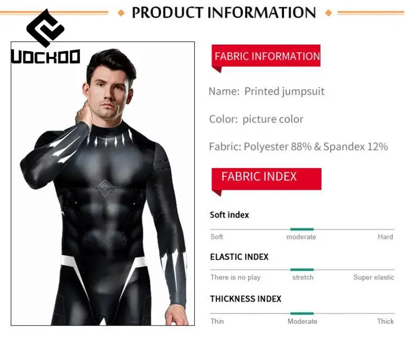 Superhero Cosplay Costume Adult Jumpsuit Panther Printing Bodysuits Carnival Party Outfit Black Zentai Novelty Men Clothes