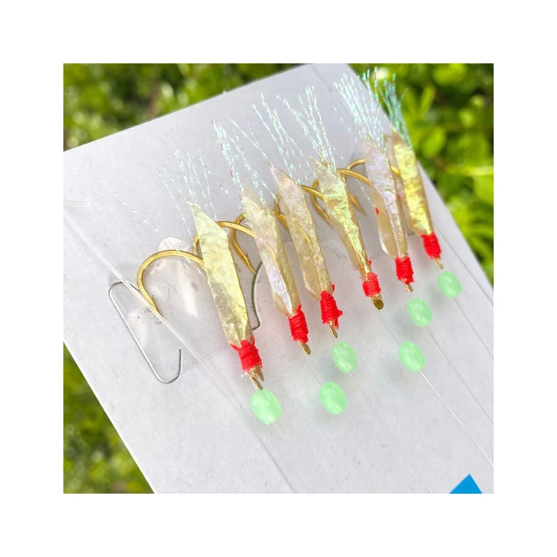 Lunker Sabiki Rig Bunter Blinker Shinning Tinsel Salzwasser-Angelköder Köder Glow Luminous Maruseigo Gold Makrele