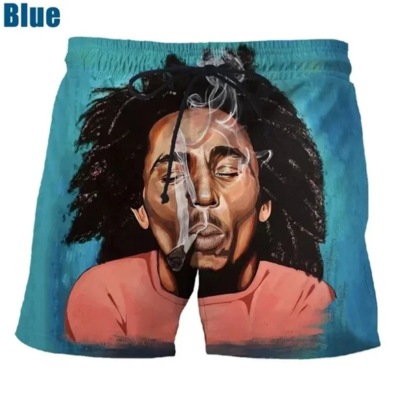 Rock Singer Bob Marley Reggae Rasta Pattern Board Shorts 3D Printing Men\'s Outdoor Leisure Sports Gym Shorts Men Beach Pants