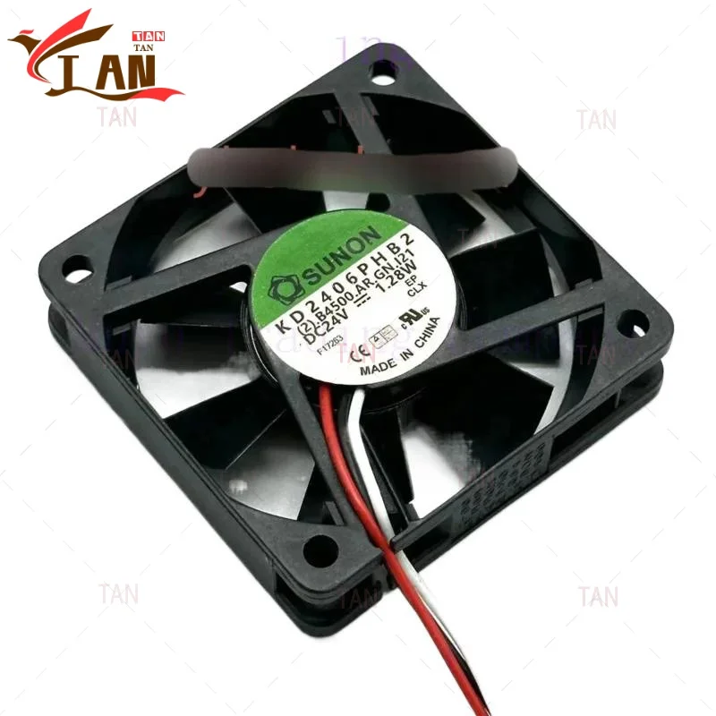 

FOR SUNON KD2406PHB2 (2).B4500.AR.GN.121 DC 24V 1.28W 60x60x15mm 3-Wire Server Cooling Fan TAN