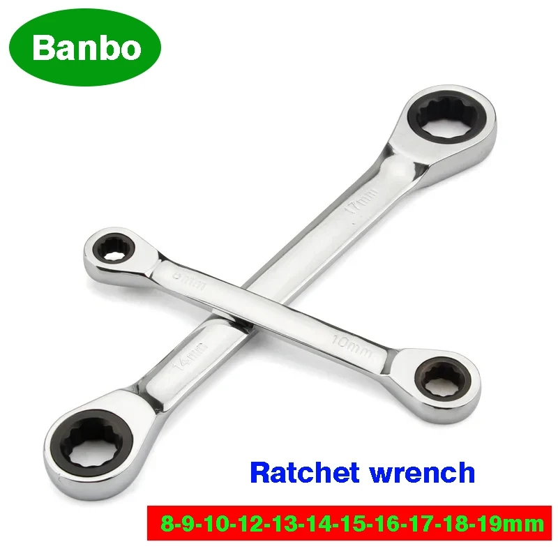 

Chrome Vanadium Ring Double Head Ratchet Wrench Reversible 8-9-10-12-13-14-15-16-17-18-19mm Ratchet Combination Spanner Set