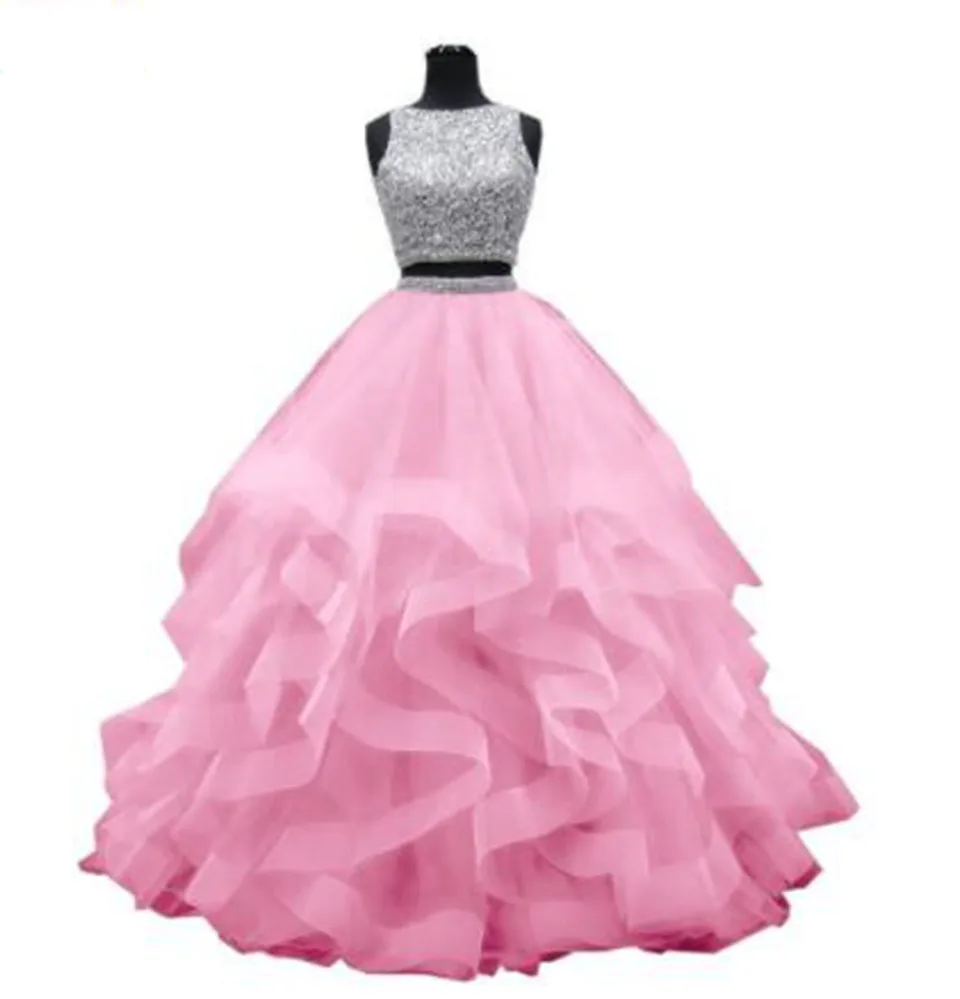 Robe de Rhà volants en tulle bleu royal pour femme, robe de soirée, robe de soirée formelle, robe de graduation, rose, 2 pièces, 2023