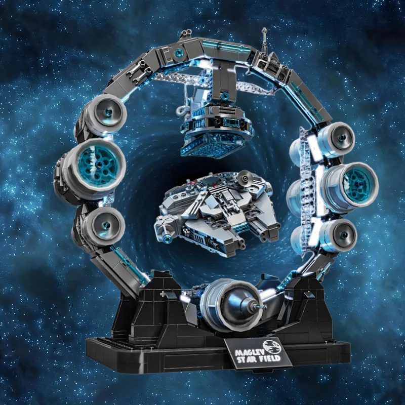 

Креативные строительные блоки космического корабля Maglev, крутое освещение, космическая опера, научная фантастика, украшение, подарок на день рождения, Рождество