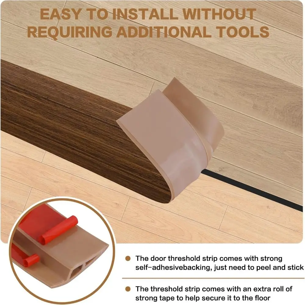 Carpet to Tile Floor Transition Strip Wear-resistant Self Adhesive Door Threshold Ramp Cuttable PVC Edging Trim Household