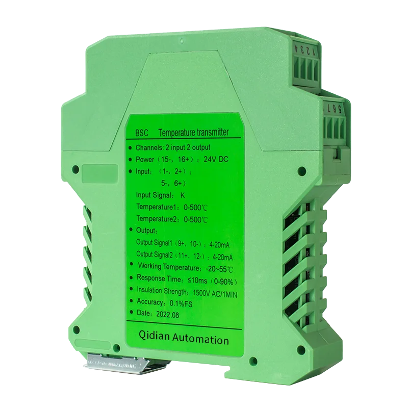 K Type Thermocouple Temperature Transmitter 35mm DIN Rail  0-1300℃ Temperature Sensor 4-20mA RS485 Temperature Signal Converter