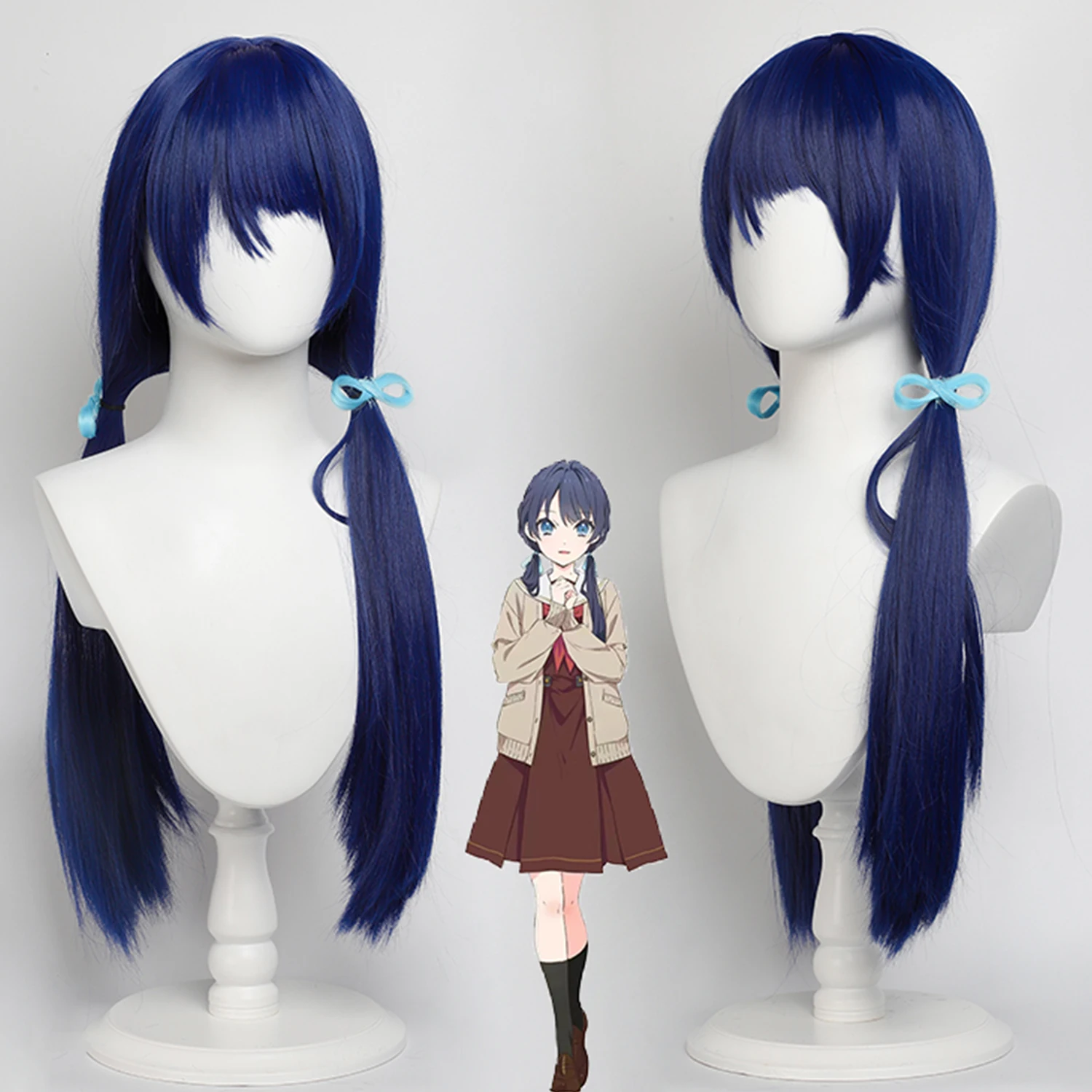 شعر مستعار تأثيري مورانو ساياكا 75cm مستقيم شعر مستعار أنيمي فتاة الحب لايف! نجم النجوم! شعر مستعار ذيل حصان مزدوج شعر مستعار اصطناعي أرجواني مع غرة