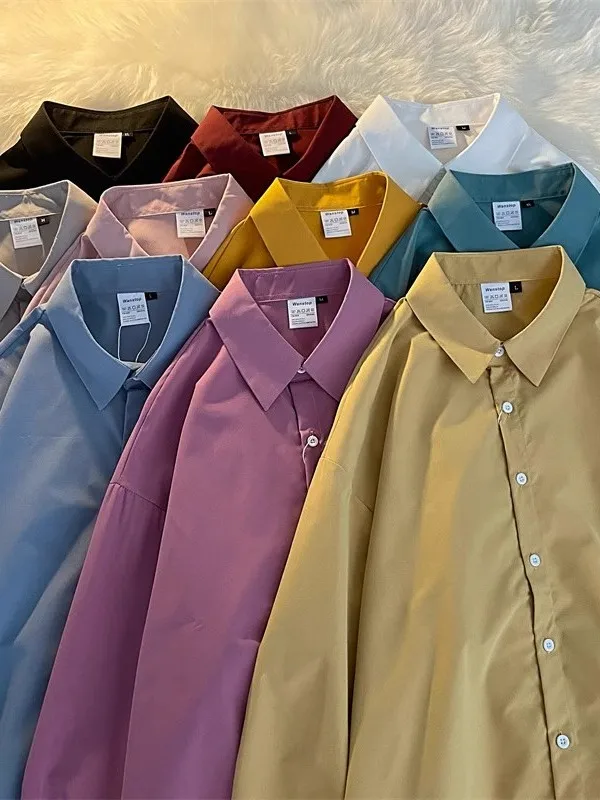 

Повседневная универсальная свободная рубашка с длинным рукавом для женщин в корейском стиле, из тонкой полиэстеровой ткани, не мнется, простая, модная, весна-лето