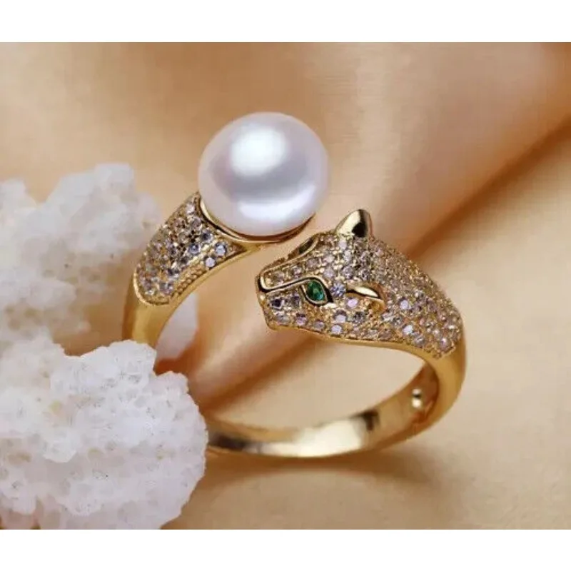 Gorgeous AAAAA 9-10mm Genuine Natural South Sea White Women's Pearl Ring 925 Silver