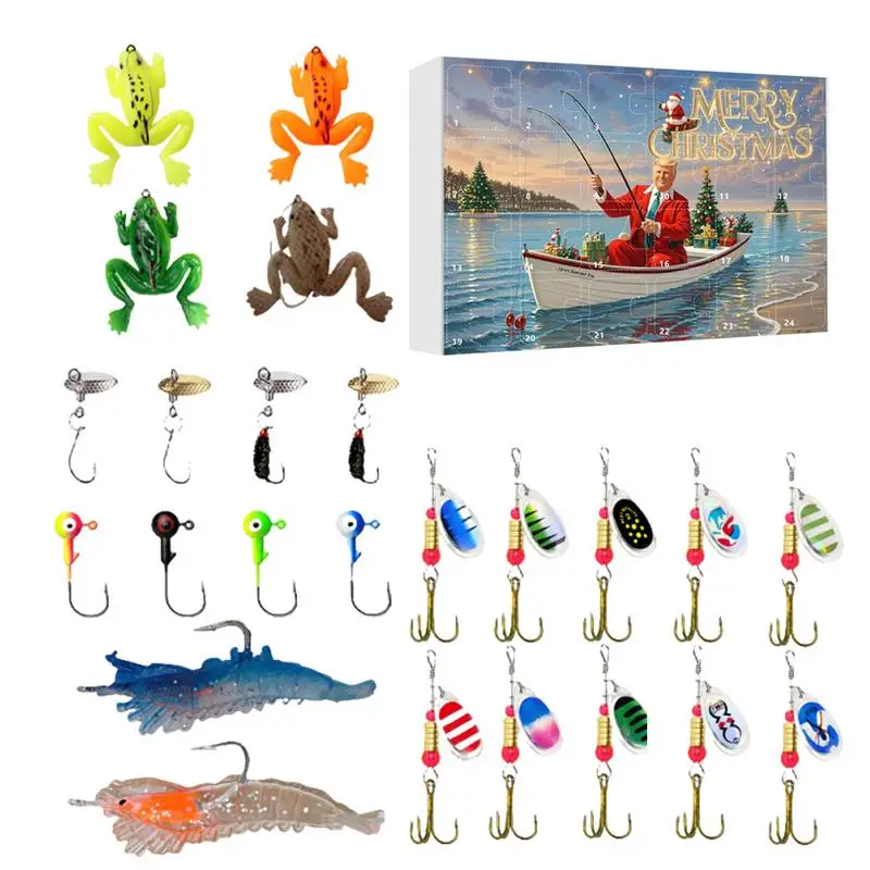 

President Trump 2024 Fishing Tackle Set Advent Calendar 24 Days Christmas Countdown Calendar Fishing Lures Box Christmas Gifts