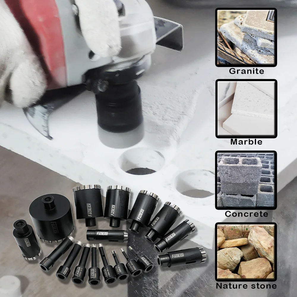 FACHLICH 1pc M14 Thread Welded Diamond Hole Saw Dry Drilling Core Bits for Marble Granite Tile Cutter Drill Crowns Dia6-102mm