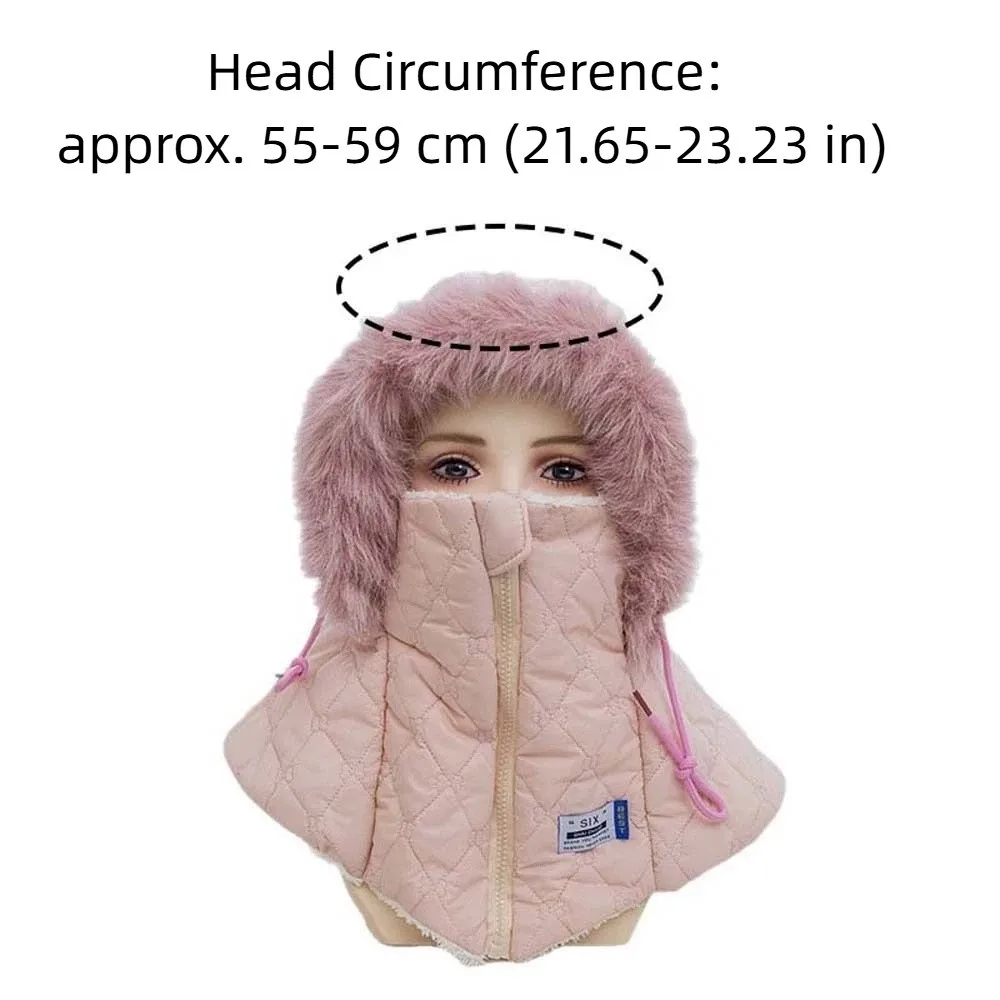 Dicke Kapuzenmütze mit Schal, vollständige Abdeckung, mit Fleece gefüttert, Unisex-Balaclava, thermischer Reißverschluss, Winter-Gesichtsmaske für Radfahren – Detail 1