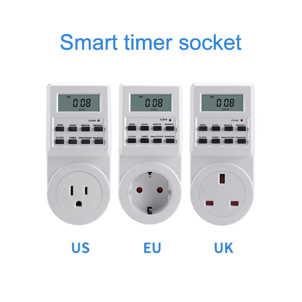 Electronic Digital Timer Switch 12/24 Hours Cyclic EU UK US Plug Kitchen Timer Outlet Programmable Timing Socket 220V 120V