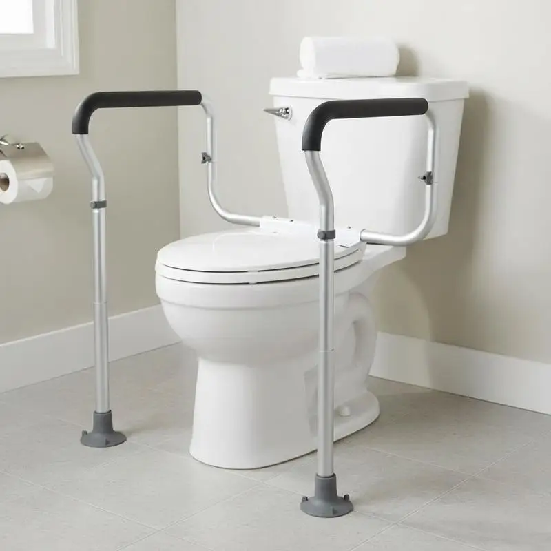 

Free Shipping-Toilet Safety Rail, Bathroom Toilet Seat Frame, Adjustable Width & Height Fit Most Toilets, Supports 300lbs, Toile