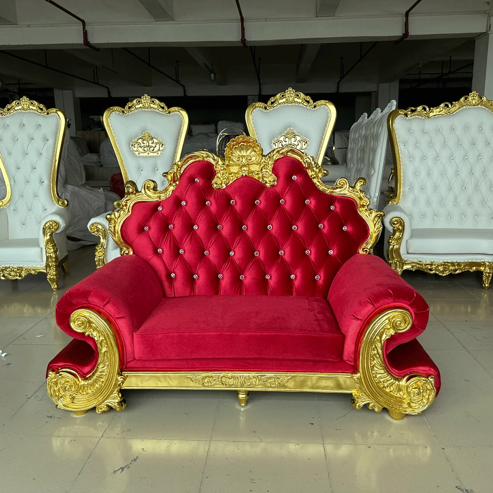 Luxury Velvet Fabric Stainless Steel Leg Leisure Accent Chair Bride Bridegroom Comfortable Sofa Set Furniture
