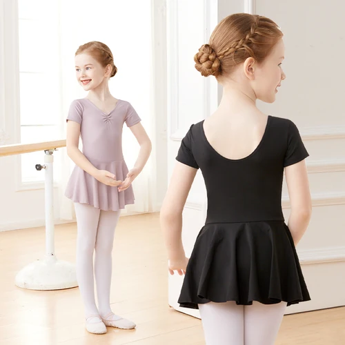 Imagen 2 del producto Vestido de leotardo de ballet para niñas, leotardo de danza rosa con tutú, vestido de bailarina de manga corta para niñas pequeñas/niñas grandes