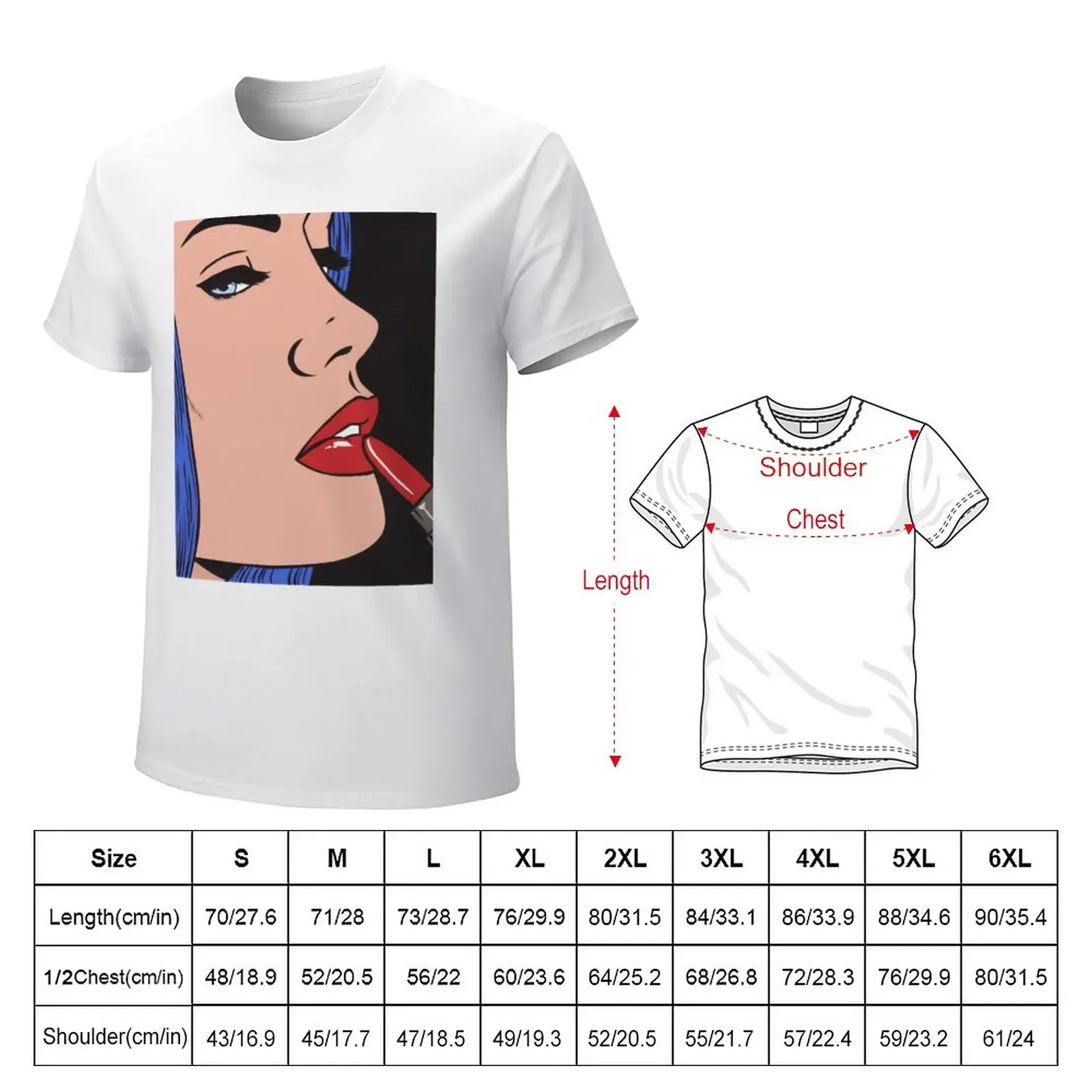 Red Lipstick Comic Girl T-Shirt Short sleeve tee sports fans slim fit t shirts for men